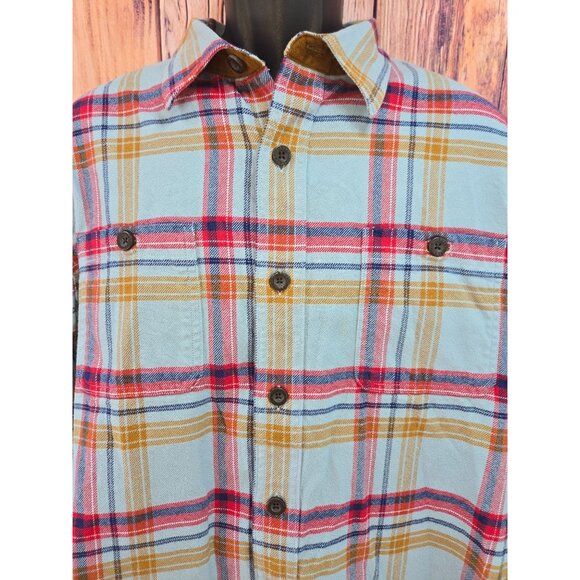 Orvis Mens Classic Fit Plaid Flannel Shirt Large 100% Cotton Long Sleeve - Picture 3 of 9